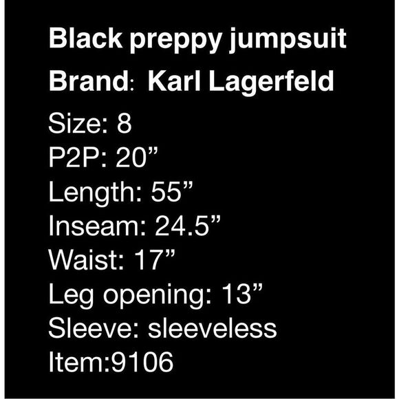 Karl Lagerfeld Black Jumpsuit with Wide Leg Crop Pants- size 8 - Picture 9 of 9